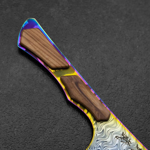 Bunka VG-10 Specchio Damasco Manico Ulivo 180mm - Arcobaleno