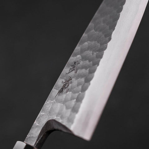 Deba White Steel #2 Kurouchi Tsuchime Buffalo Teak Handle 180mm