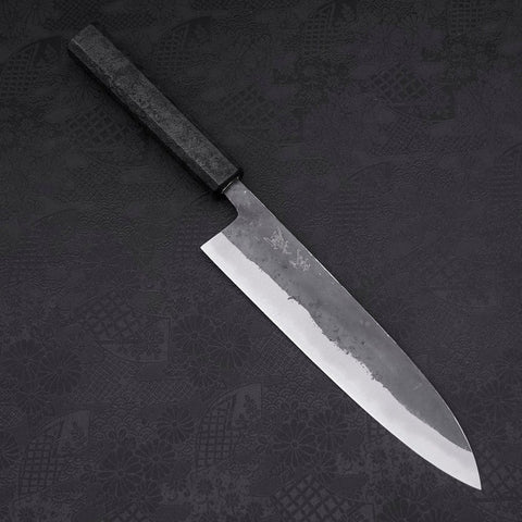 Gyuto Blue Steel #2 Kurouchi Schwarzer Ishime Urushi Griff 210M