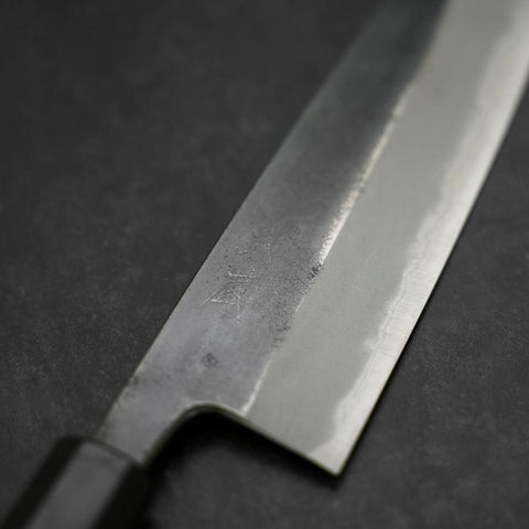 Gyuto Blue Steel #2 Kurouchi Büffelhorn und Ebenholz Griff 210mm