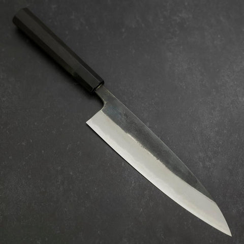 Gyuto Blue Steel #2 Kurouchi Büffelhorn und Ebenholz Griff 210mm