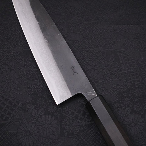 Gyuto Blue Steel #2 Kurouchi Damasco Mango de Ébano con Cuerno de Búfalo 180mm