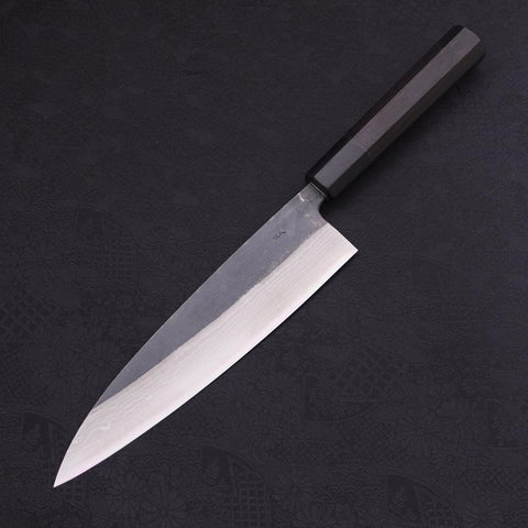 Gyuto Blue Steel #2 Kurouchi Damasco Mango de Ébano con Cuerno de Búfalo 210mm