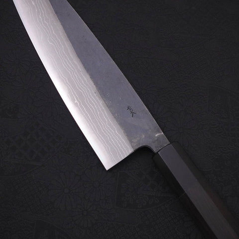 Gyuto Blue Steel #2 Kurouchi Damasco Mango de Ébano con Cuerno de Búfalo 210mm
