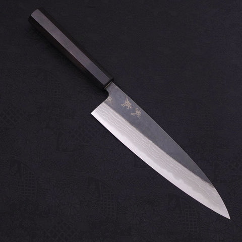 Gyuto Blue Steel #2 Kurouchi Damasco Mango de Ébano con Cuerno de Búfalo 210mm