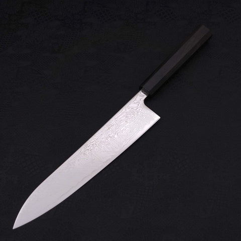Gyuto SLD Wellen-Nickel Damast Büffelhorn und Ebenholz Griff 240mm