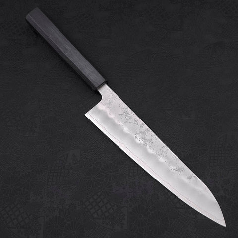 Gyuto Silver Steel #3 Nashiji Dunkelblauer Urushi Griff 210mm