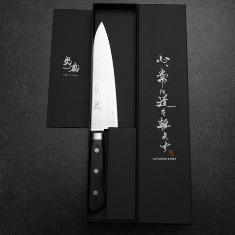 Gyuto VG-10 Damasco Occidental Mango Negro 180mm