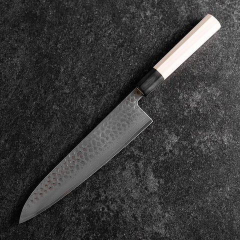 Gyuto VG-10 Tsuchime Damasco Mango de Magnolia con Cuerno de Búfalo  210mm