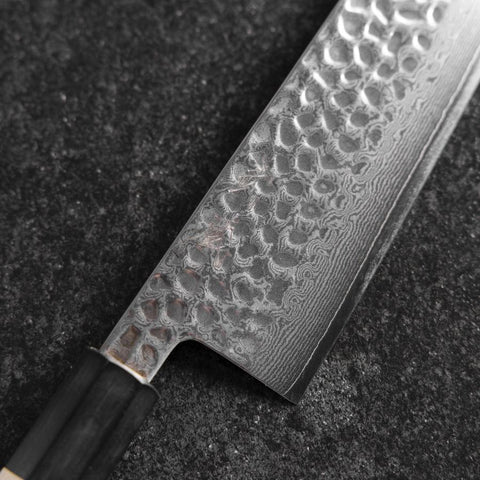 Gyuto VG-10 Tsuchime Damasco Mango de Magnolia con Cuerno de Búfalo  210mm