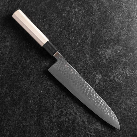 Gyuto VG-10 Tsuchime Damasco Mango de Magnolia con Cuerno de Búfalo  210mm