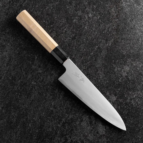 Gyuto White Steel #2 Poliert Büffelhorn und Magnolienholz Griff 165mm