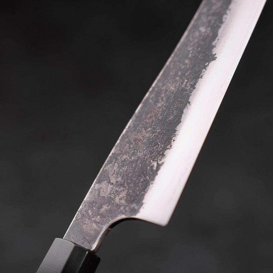 Gyuto Revestimiento de Acero Inoxidable White Steel #2 Revestimiento de Acero Inoxidable Kurouchi Mango de Teca con Cuerno de Búfalo 210 mm