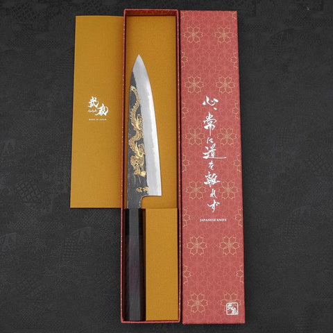 Gyuto White Steel #2 Kurouchi Chokin Drago Manico Bufalo Ebano 210mm
