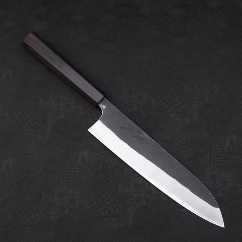 Gyuto Edelstahlummantelung White Steel #2 Kurouchi Ebenholz Griff 210mm