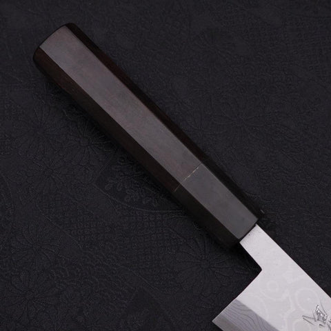 Honesuki Cuchillo Para Deshuesar Blue Steel #2 Damasco Mango de Ébano con Cuerno de Búfalo 150mm