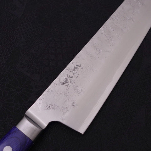 Kiritsuke Santoku Blue Steel #2 Nashiji Rivestimento Inox Manico Occidentale 195mm