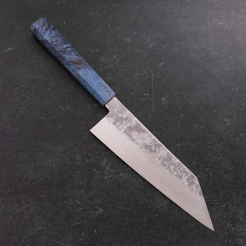 Kiritsuke Santoku Silver Steel #3 Nashiji Blauer Ahornholz Griff 180mm