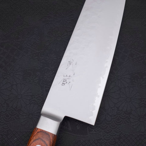 Kiritsuke Santoku VG-5 Inox Tsuchime Manico Occidentale Mogano 190mm