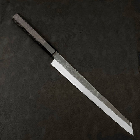 Kiritsuke Yanagiba Blue Steel #2 Kurouchi Mango de Wengué con Cuerno de Búfalo 270 mm