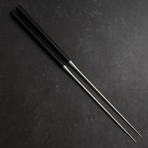Moribashi Chopsticks Stainless Ebony Handle 180mm with Ebony Sheath and Storage Pouch