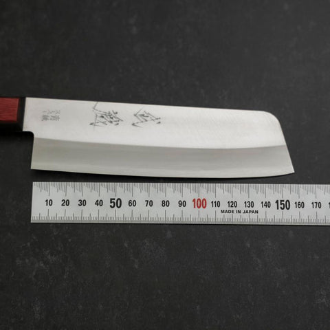 Nakiri Stainless Clad Blue Super Polished Western Black Red Handle 160mm
