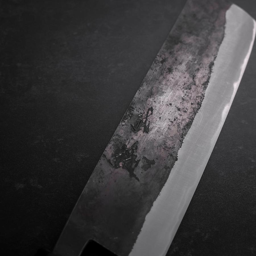 Nakiri Revestimiento de Acero Inoxidable Blue Steel #2 Kurouchi Mango de Nogal 165 mm