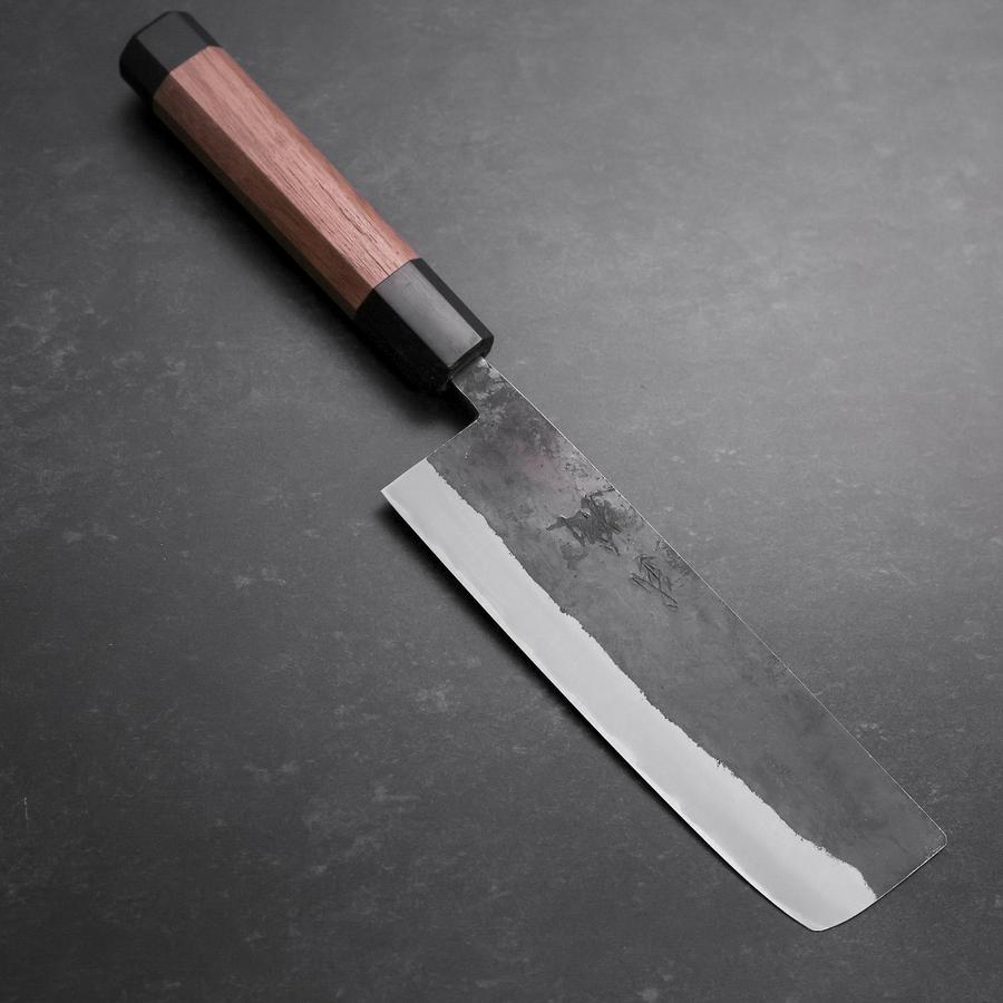 Nakiri Revestimiento de Acero Inoxidable Blue Steel #2 Kurouchi Mango de Nogal 165 mm