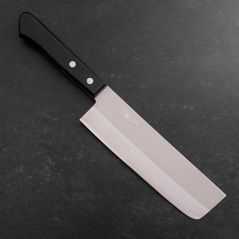 Nakiri Edelstahlummantelung White Steel #2 Poliert Schwarzer Westlicher Griff 150mm