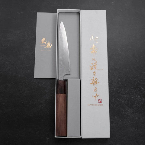 Petty AUS-10 Polished Nashiji Damascus Walnut Handle 135mm