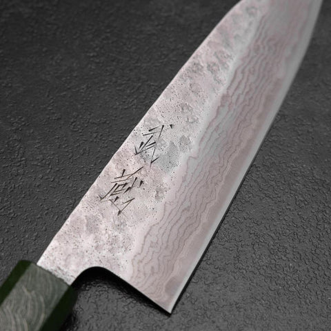 Santoku 440C Nashiji Damasco Mango Urushi Verde 165mm