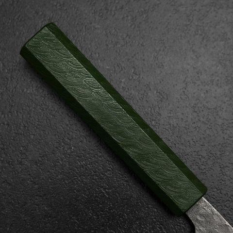 Santoku 440C Nashiji Damasco Mango Urushi Verde 165mm