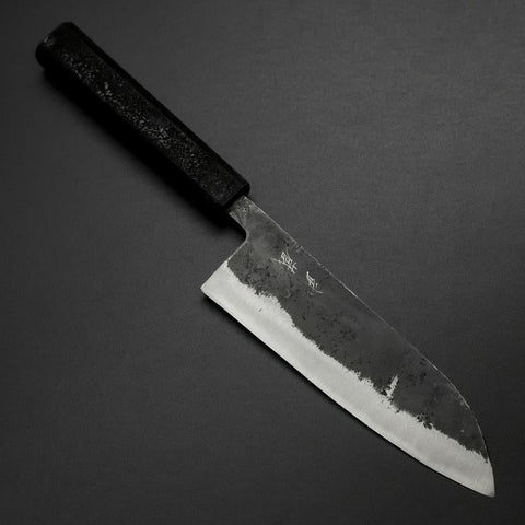 Santoku Blue Steel #2 Kurouchi Manico Ishime Urushi Nero 165mm