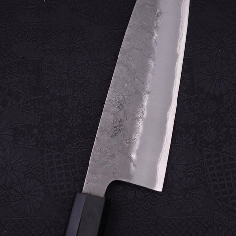 Santoku Blue Steel #2 Edelstahlummantelung Nashiji Büffelhorn und Ebenholz Griff 165mm