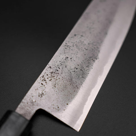 Santoku Blue Steel #2 Edelstahlummantelung Nashiji Dunkelblauer Urushi Griff 165mm