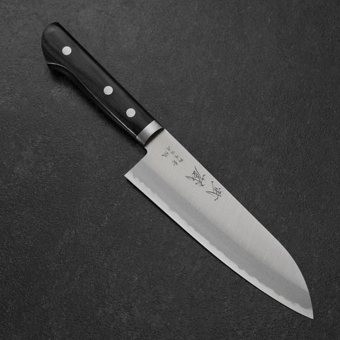 Santoku Blue Steel #2 Poliert Edelstahlummantelung Westlicher Griff 165mm