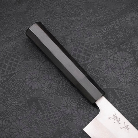 Santoku Acero Azul #2 Damasco Mango Búfalo Ébano 165mm