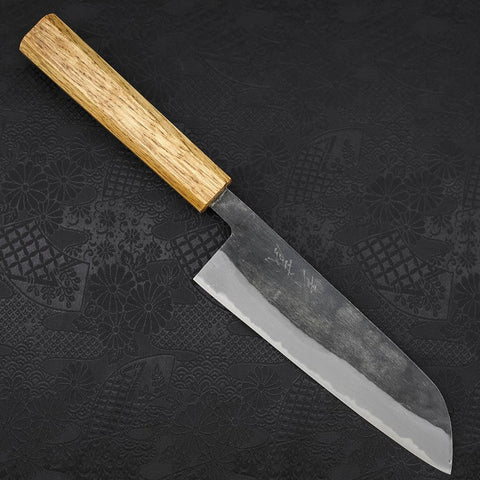 Santoku Blue Steel #2 Kurouchi Eichenholz Griff 165mm
