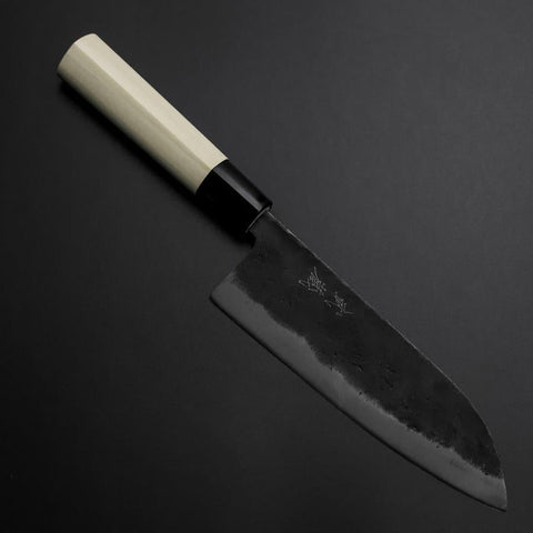Santoku SK Steel Kurouchi Kurigata Manico Magnolia 165mm