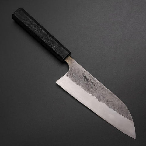 Santoku Silver Steel #3 Nashiji Schwarzer Ishime Urushi Griff 165mm