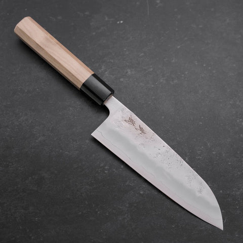 Santoku Silver Steel #3 Nashiji Büffelhorn und Magnolienholz Griff 165mm