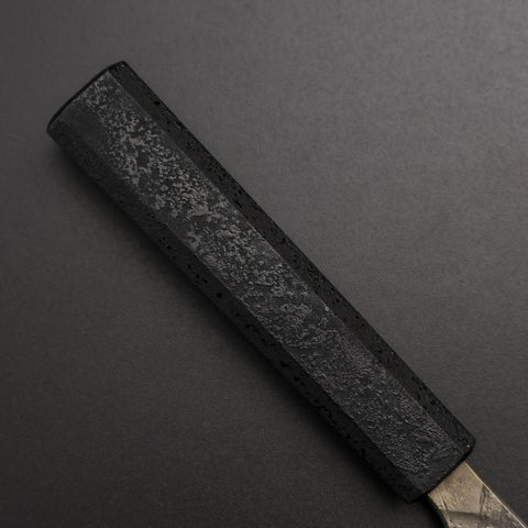 Santoku Silver Steel #3 Nashiji Damasco Mango Ishime Urushi Negro 165mm