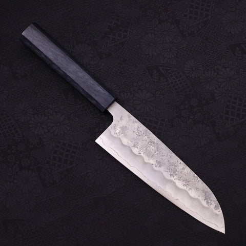 Santoku Silver Steel #3 Nashiji Dunkelblauer Griff 165mm