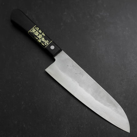 Santoku Silver Steel #3 Nashiji Schwarzer Westlicher Griff 165mm