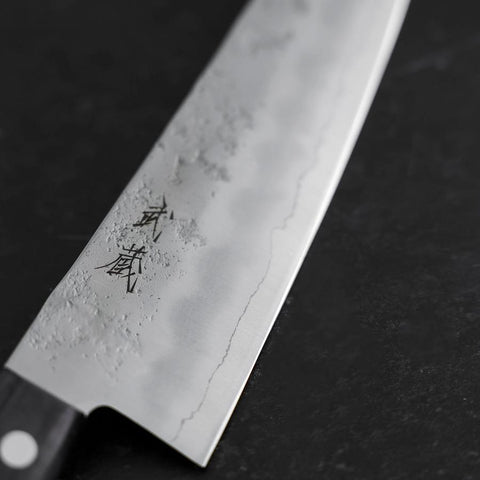 Santoku Silver Steel #3 Nashiji Manico Occidentale Porpora 180mm (Senza Tsuba)