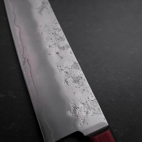 Santoku Silver Steel #3 Nashiji Roter Westlicher Griff 165mm