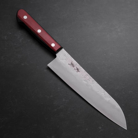 Santoku Silver Steel #3 Nashiji Roter Westlicher Griff 165mm
