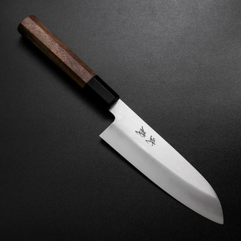 Santoku Silver Steel #3 Poliert Büffelhorn und Walnussholz Griff 155mm
