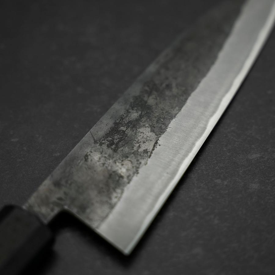 Santoku Blue Steel #2 Revestimiento de Acero Inoxidable Kurouchi Mango de Goma 165mm