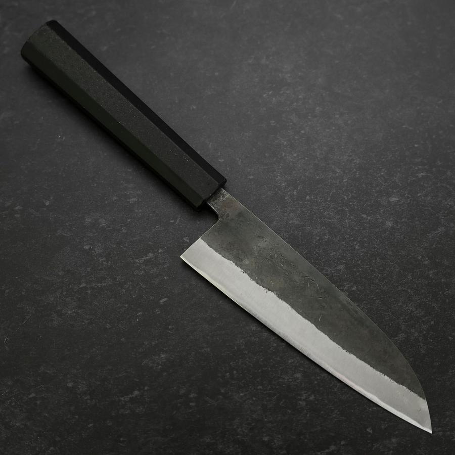 Santoku Blue Steel #2 Revestimiento de Acero Inoxidable Kurouchi Mango de Goma 165mm